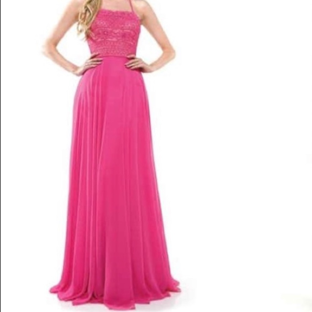 New Glow Dress lace strappy back chiffon gown 
Pink 4 s maxi dress formal mom  🎁